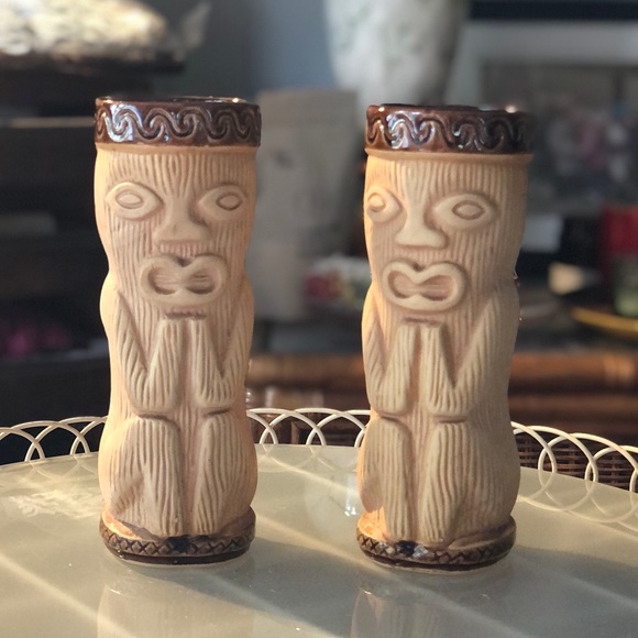 Two Vintage Tiki Mug Made in Japan, Park Marshall PMP unlabeled Tumblers - Picture 1 of 11